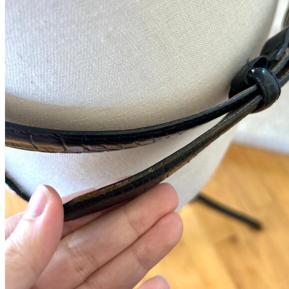 Coldwater Creek Black Embossed Alligator & Silver Filigree Buckle Belt (L) - Picture 2 of 8